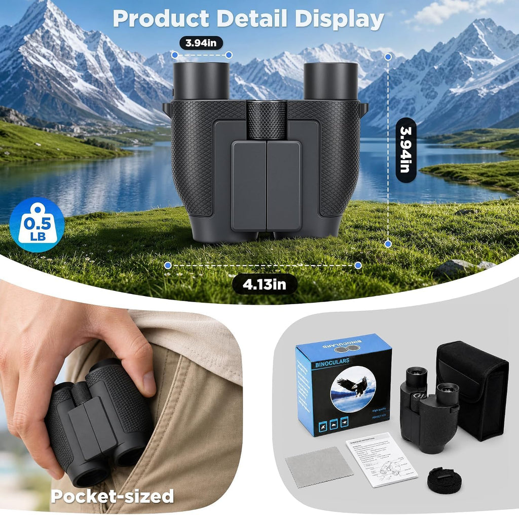 10x25 Compact Binoculars for Adults and Kids High Powered