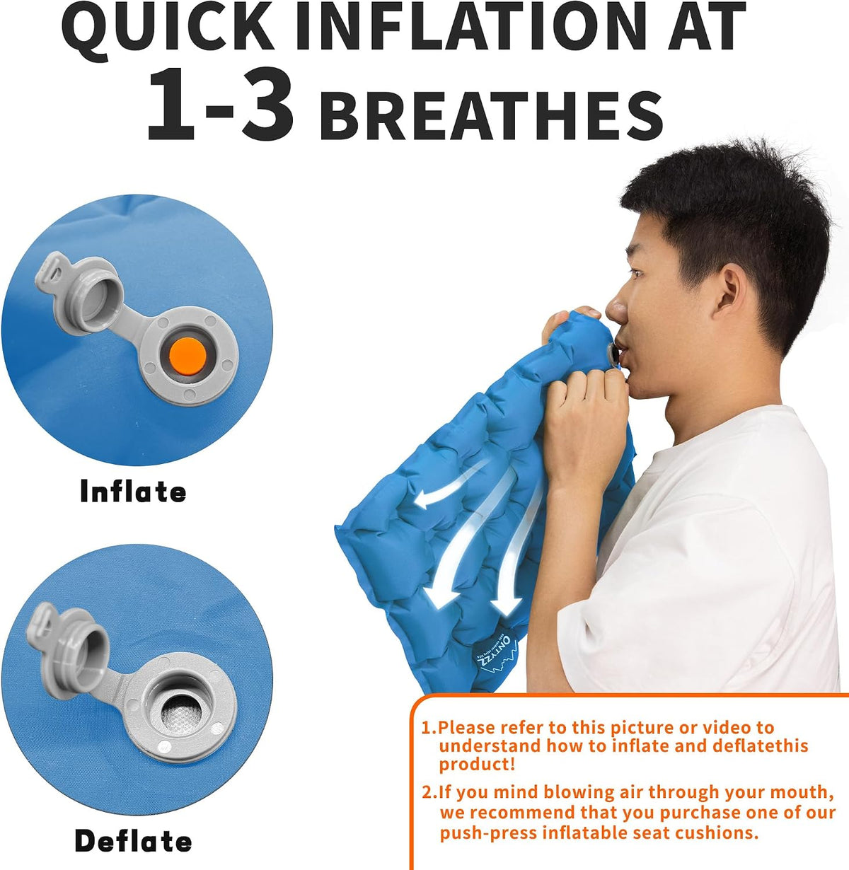ONTYZZ Inflatable Seat Cushion Lightweight Airplane Seat Cushion