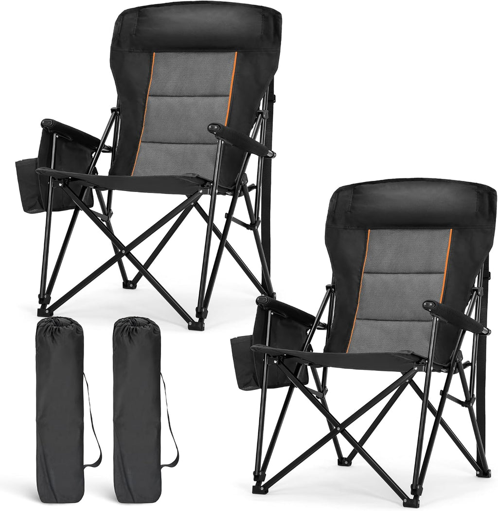 LET'S CAMP Oversized Camping Chairs High Back Heavy Duty Lawn Chair 500LBS