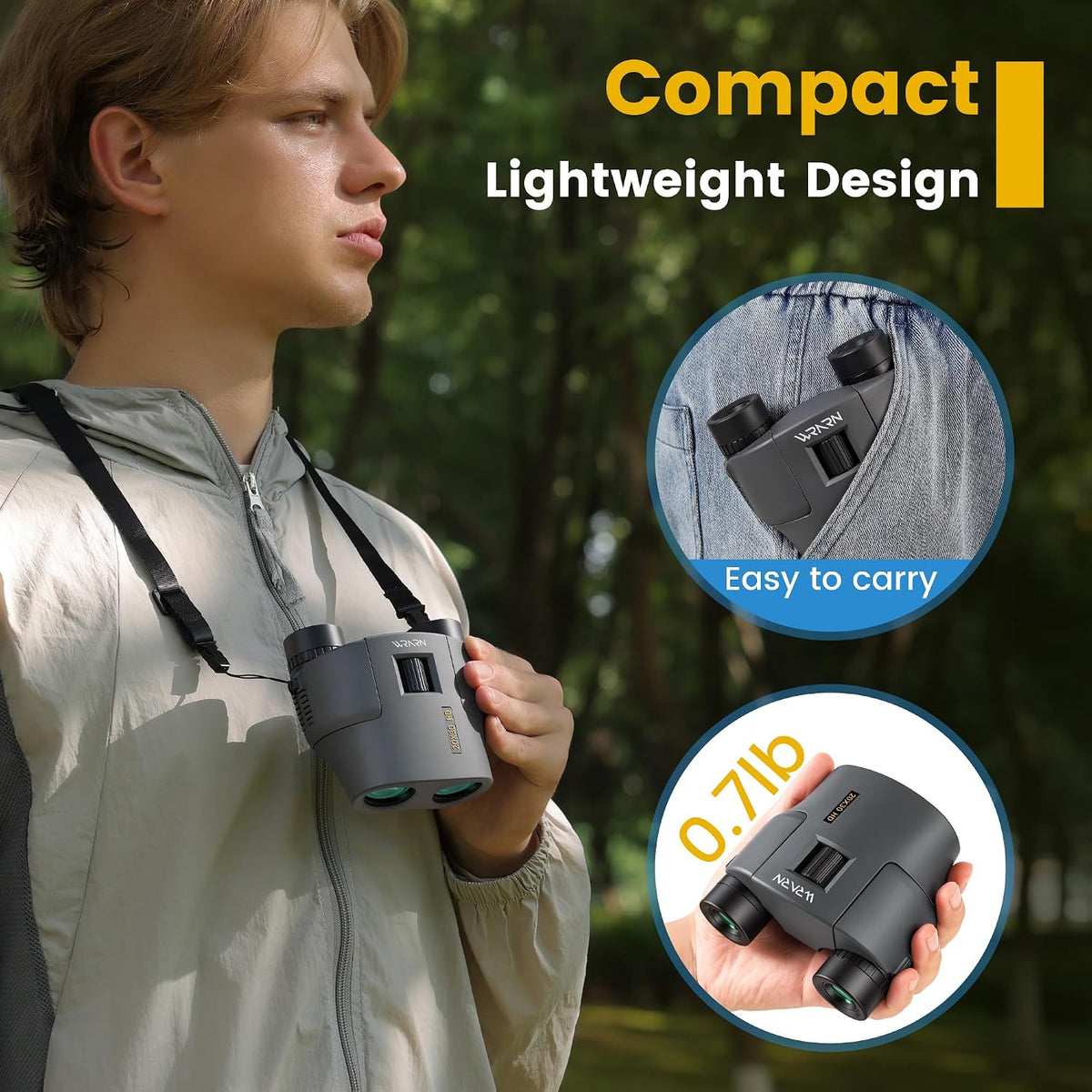 20X30 Compact Binoculars for Adults Bird Watching Travel, Grey