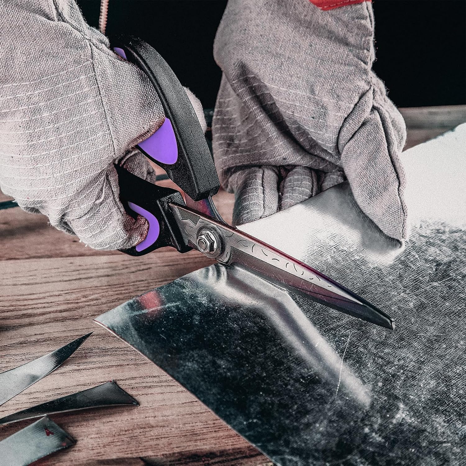 LIVINGO 10" Heavy Duty Multipurpose Shears for Shop & Garden (Black/Purple)
