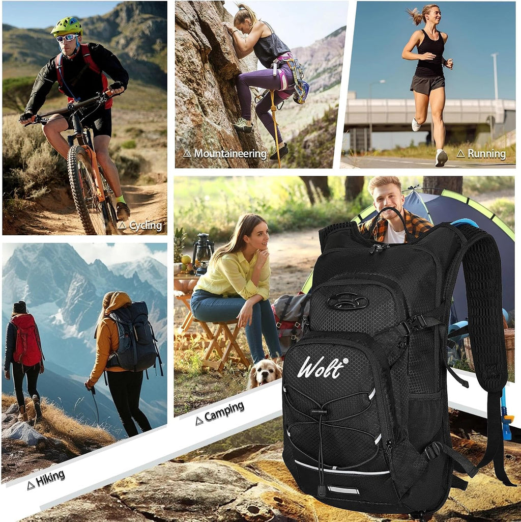 WOLT Hydration Backpack 18L Hiking Water Backpack with 2L Water Bladder for Men Women, Hydration Pack for Running Cycling Biking and Climbing