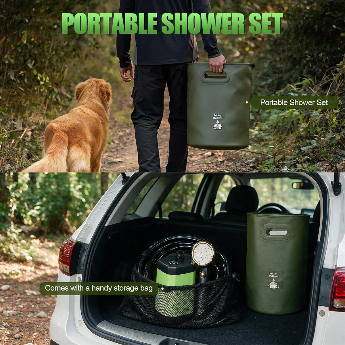 Portable Camping Shower,Long-Lasting Rechargable Camp Shower Pump