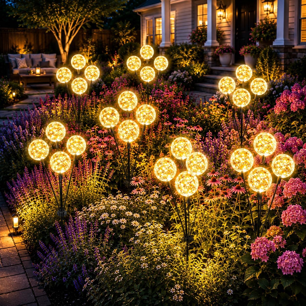 vignuto Solar Lights Outdoor Waterproof 4 Pack of 32 LEDs Garden Patio Firefly Decoration Unique Gifts Women Grandparents