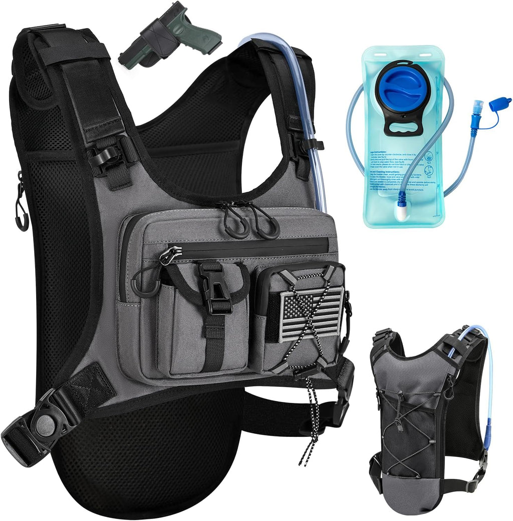 Criuage USA Patent Running Hydration Vest Backpack, Lightweight Chest Pack with 2.0L Water Bladder Bag Daypack for Hiking Running Cycling Race Marathon for Women Men