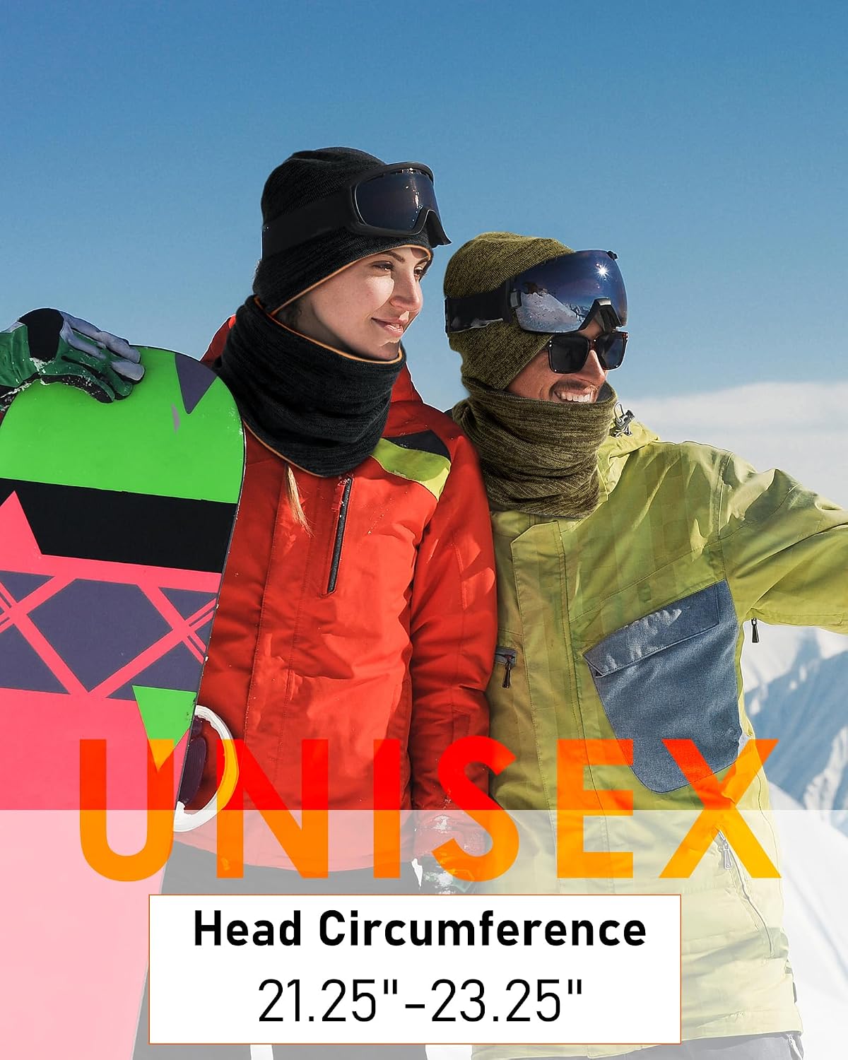 Winter Beanie Hat Scarf Set for Men Women Fleece Lined Warm Windproof Ski