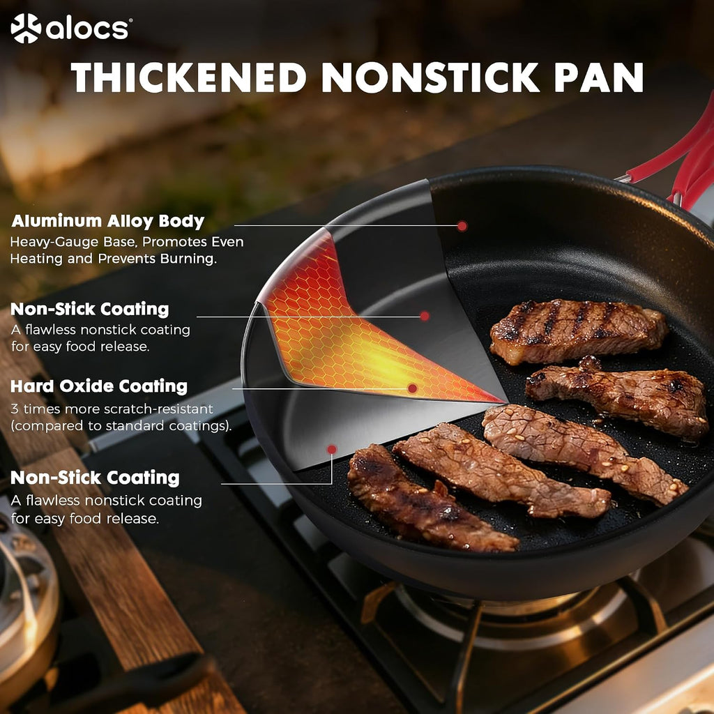 ALOCS Camping Cookware Set Camping Gear Compact Camping Pots and Pans Set