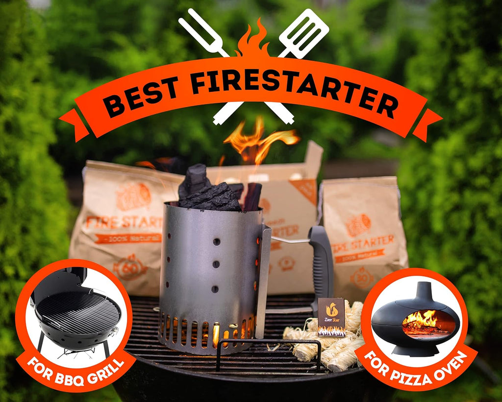Fire Starters XXL 120 pcs - Firelighters for Indoor and Outdoor Use, Compatible with Solo Stove, Green Egg and Other firepits and BBQs - Box of 100% Waterproof Firestarters