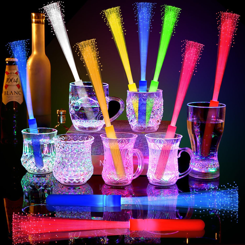 48 PCS Green Glow Fiber Wands Sticks LED Light Wands 3 Modes Flashing Fiber Optic Light Rod Bulk Fiber Optic Wands for Bar St. Patrick's Day Halloween Christmas