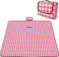 OBTANIM Extra Large Picnic Blanket 80 x 80 Inch Waterproof Foldable Beach Blankets Outdoor Picnic Mat for Camping Grass Lawn Park Music Festival Party Accessories (Red and White)