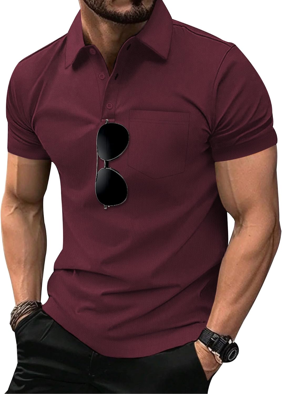 SCODI 5 Pack Mens Pocket Polo Shirts Short Sleeve Golf Casual Work T-Shirt