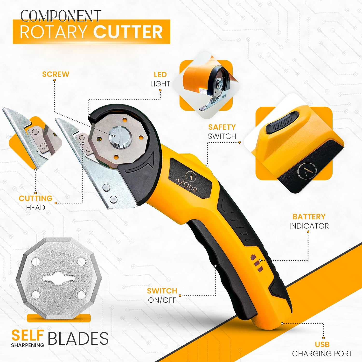 Cardboard Box Cutter Tool, Cordless Electric Scissors for Fabric, Box Cutter Electric 4V with Case, Extra Blade, Art Knife, Carving Knife for Carpet, Plastic, and Craft Projects
