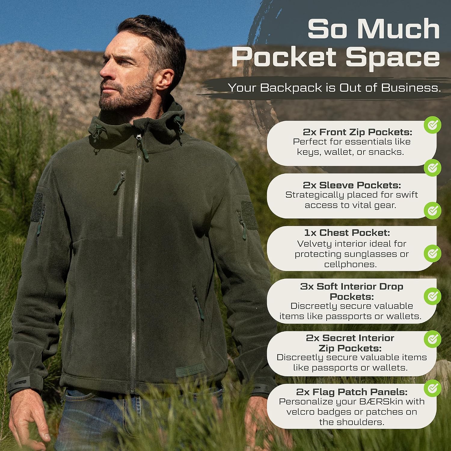BAERSkin Tactical Hoodie Jacket for Men 4.0 - Military Style Fleece Sweater for Cold, Rain, Wind or Snow