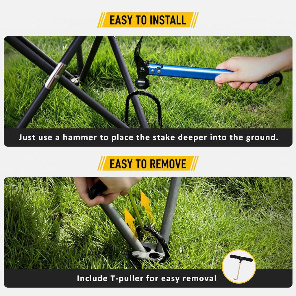 RIY Trampoline Stakes Anchors High Wind Heavy Duty Tent Stakes 12 Inch Ground Anchor Trampoline Accessories with T Hook