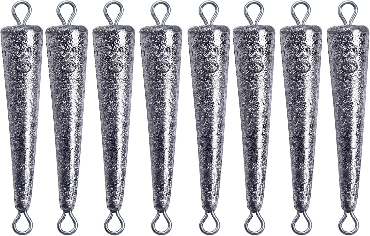 Through Wire Inline Torpedo Sinkers, Lead Double Ringed One Piece Wire Saltwater Fishing Torpedo Weights for Bottom Surf Fishing 1oz, 2oz, 3oz, 4oz, 5oz