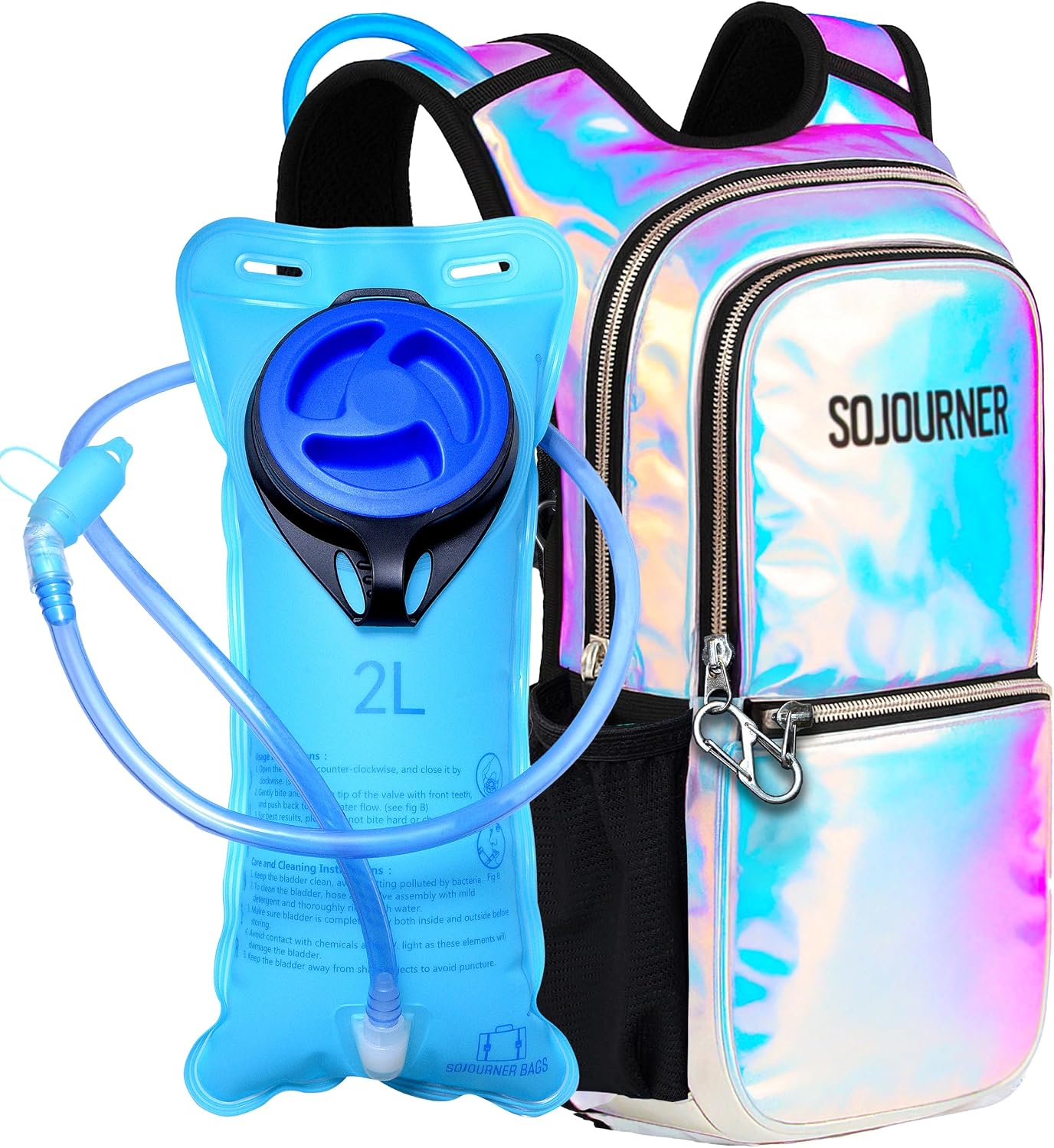 Sojourner Hydration Pack, Hydration Backpack - Water Backpack with 2l Hydration Bladder, Festival Essential - Rave Hydration Pack Hydropack Hydro for Hiking, Running, Biking, Festival Gear