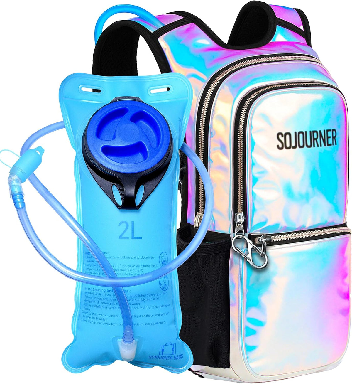 Sojourner Hydration Pack, Hydration Backpack - Water Backpack with 2l Hydration Bladder, Festival Essential - Rave Hydration Pack Hydropack Hydro for Hiking, Running, Biking, Festival Gear