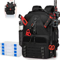 Fishing Tackle Backpack,Tackle Bags with 2 Rod Holders & 4 Tackle Boxes, Water-Resistant Large Tackle Bag Storage Bag for Fishing Gear, Fisher Gifts for Men, Black