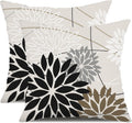 DFXSZ Black Brown Floral Outdoor Pillow Covers 18x18 Set of 2 Waterproof