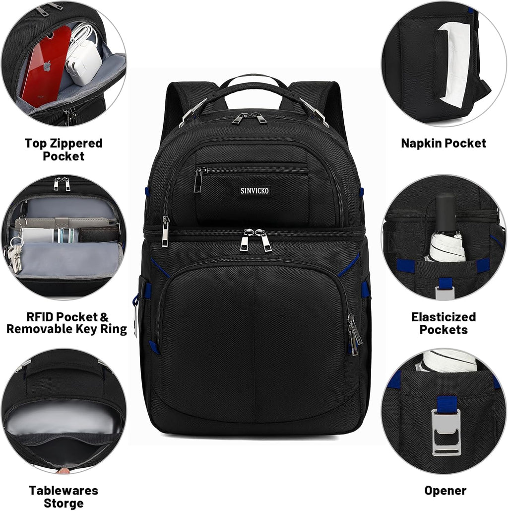 Insulated Cooler Backpack,Double Deck Leakproof Cooler Bag,Insulated Backpack Cooler Lunch Backpack for Men Women
