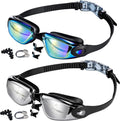 Swim Goggles, 2 Pack Unisex Adult Swimming Goggles No Leakage Anti Fog Wide View for Men Women Youth