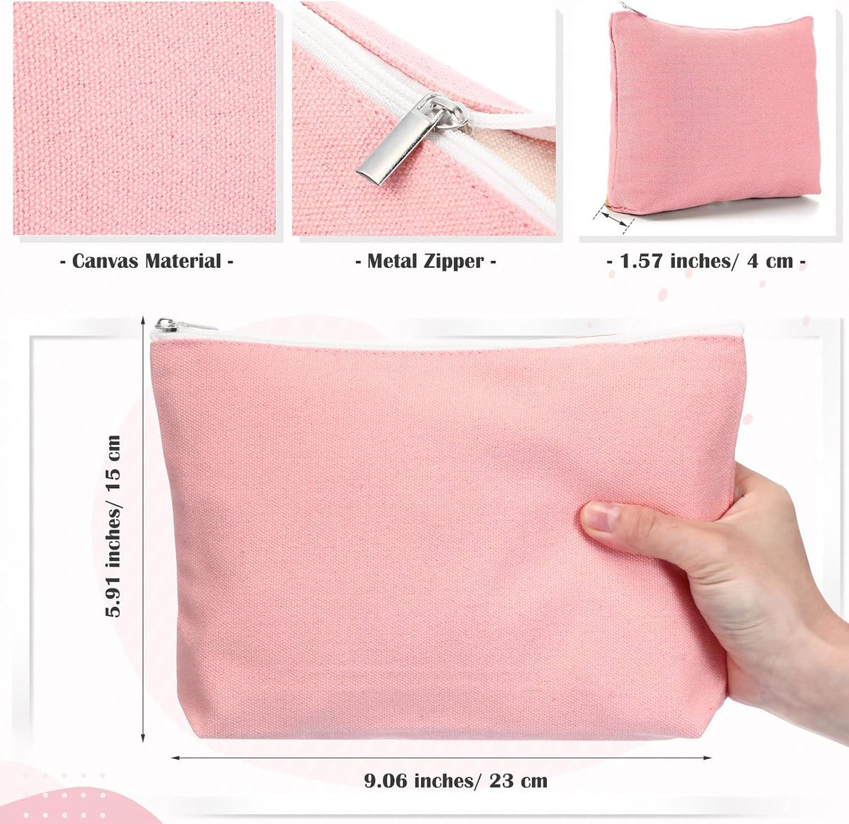 Reginary 10 Pcs Canvas Makeup Bags Bulk Blank Cosmetic Bags,Boho Color