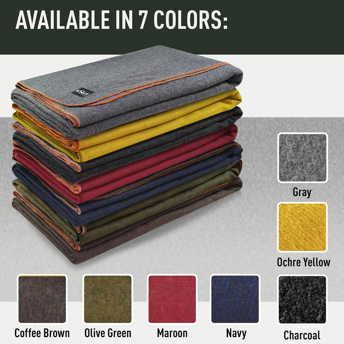 Large Military Wool Blanket - Warm & Thick Emergency Survival Blanket Great for Camping, Outdoors, Sports Events, Picnics, 4.5 lbs, 64" x 88" (Maroon)