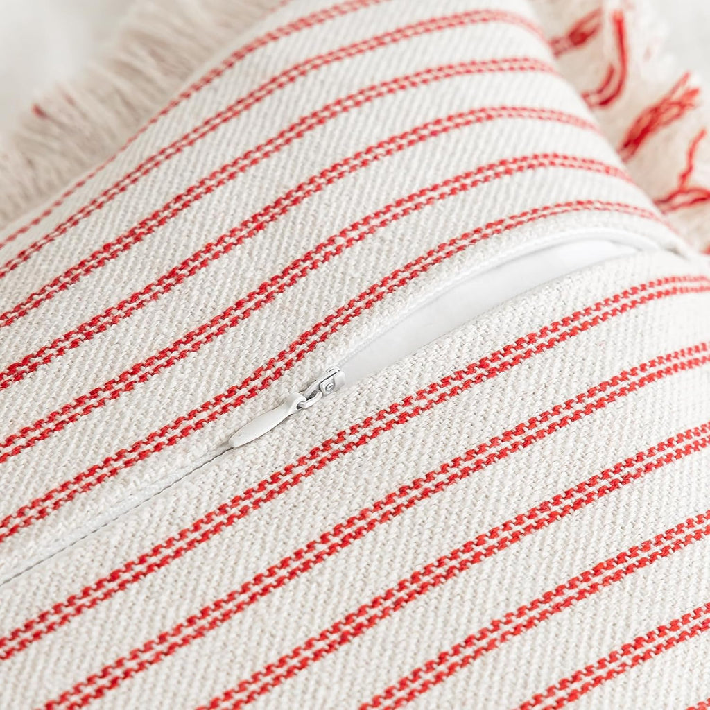 YEENAASY Throw Pillow Covers 18x18 Boho Striped Pillow Cases with Tassel