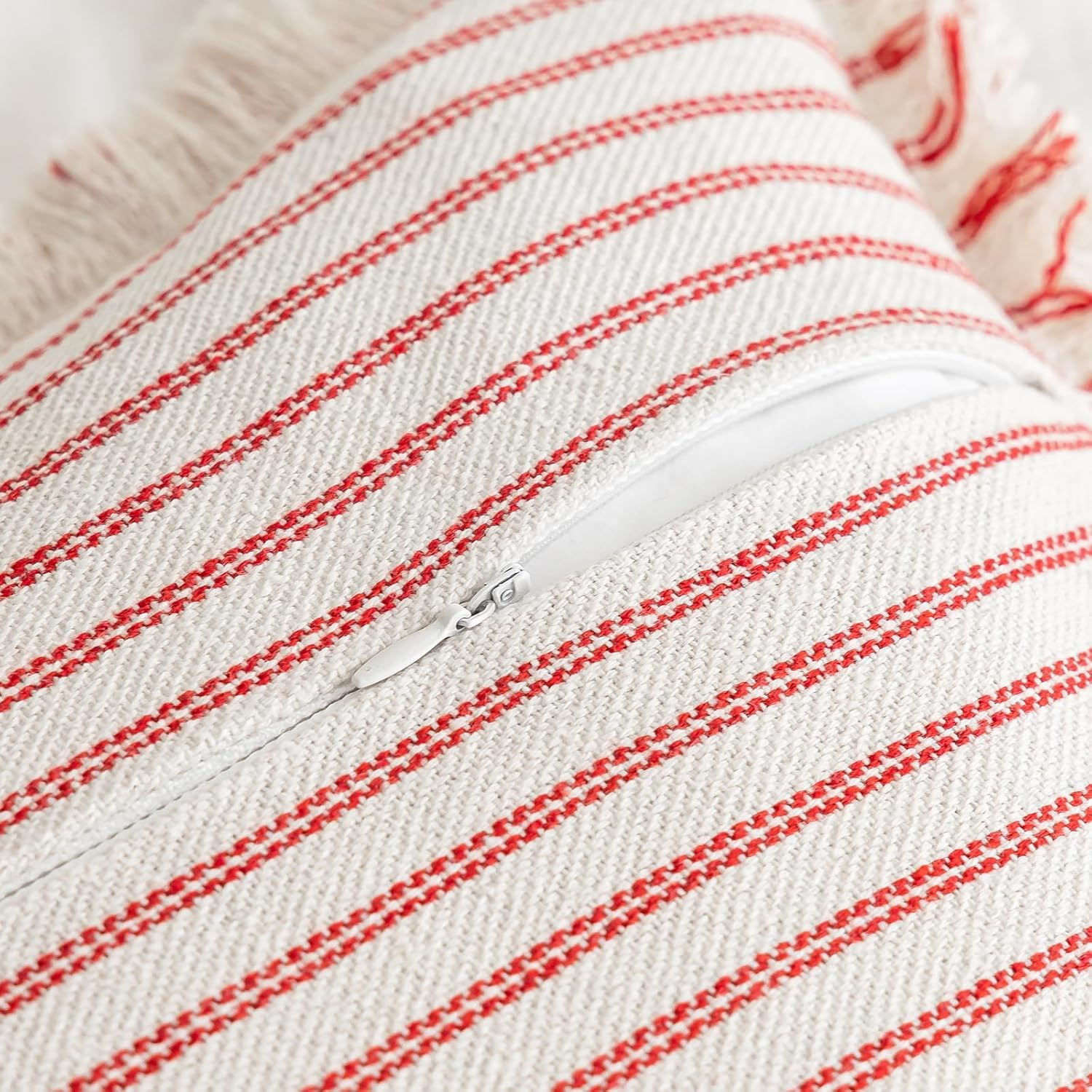 YEENAASY Throw Pillow Covers 18x18 Boho Striped Pillow Cases with Tassel