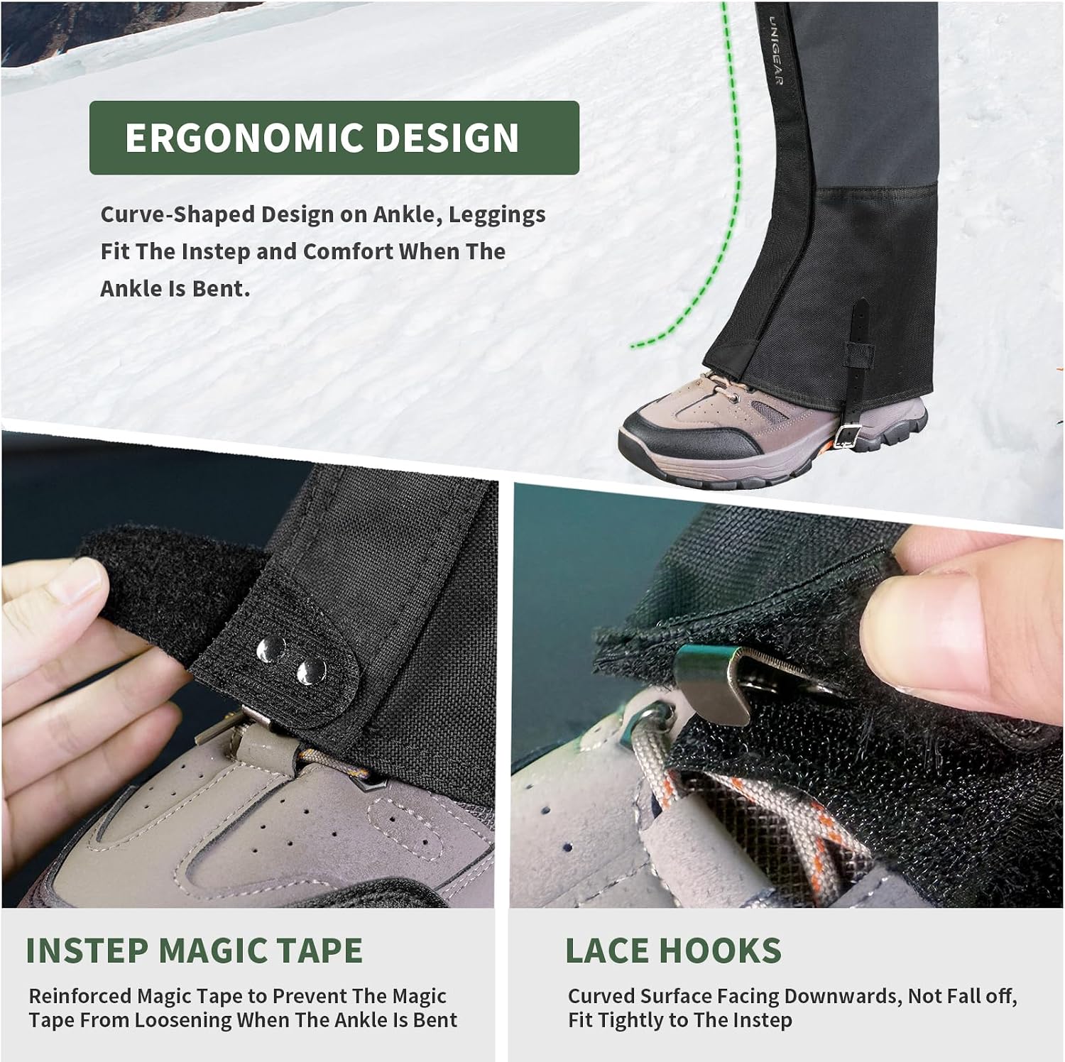 Unigear Leg Gaiters, 1000D Waterproof Boot Gaiters for Hiking Snow Hunting