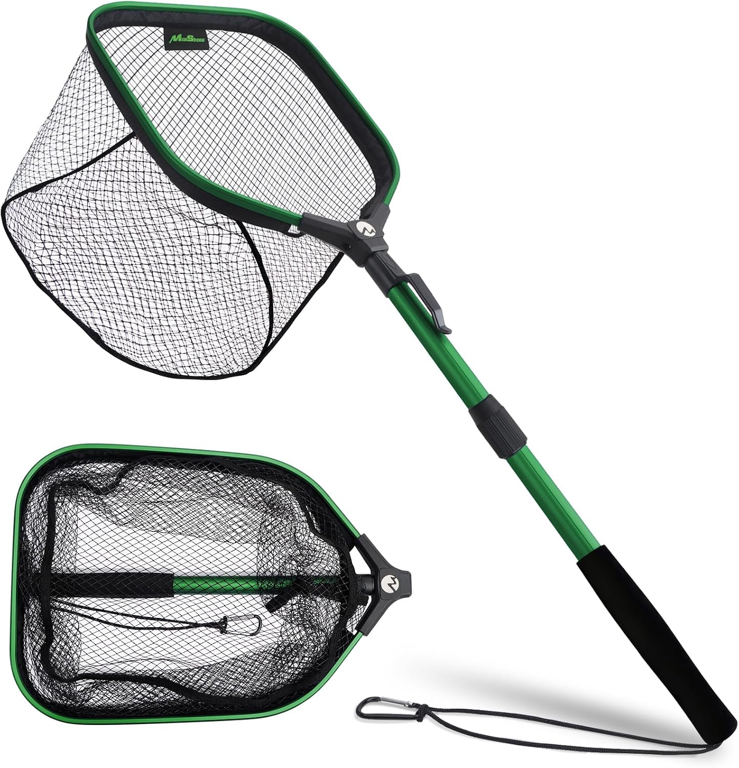 Floating Fishing Net Fish Landing Net, Fishing Nets for Fish, Kayak Fishing Net with Third-gen Upgrade Locking Switch - Lightweight Rubber Coated Fish Net for Easy Catch & Release
