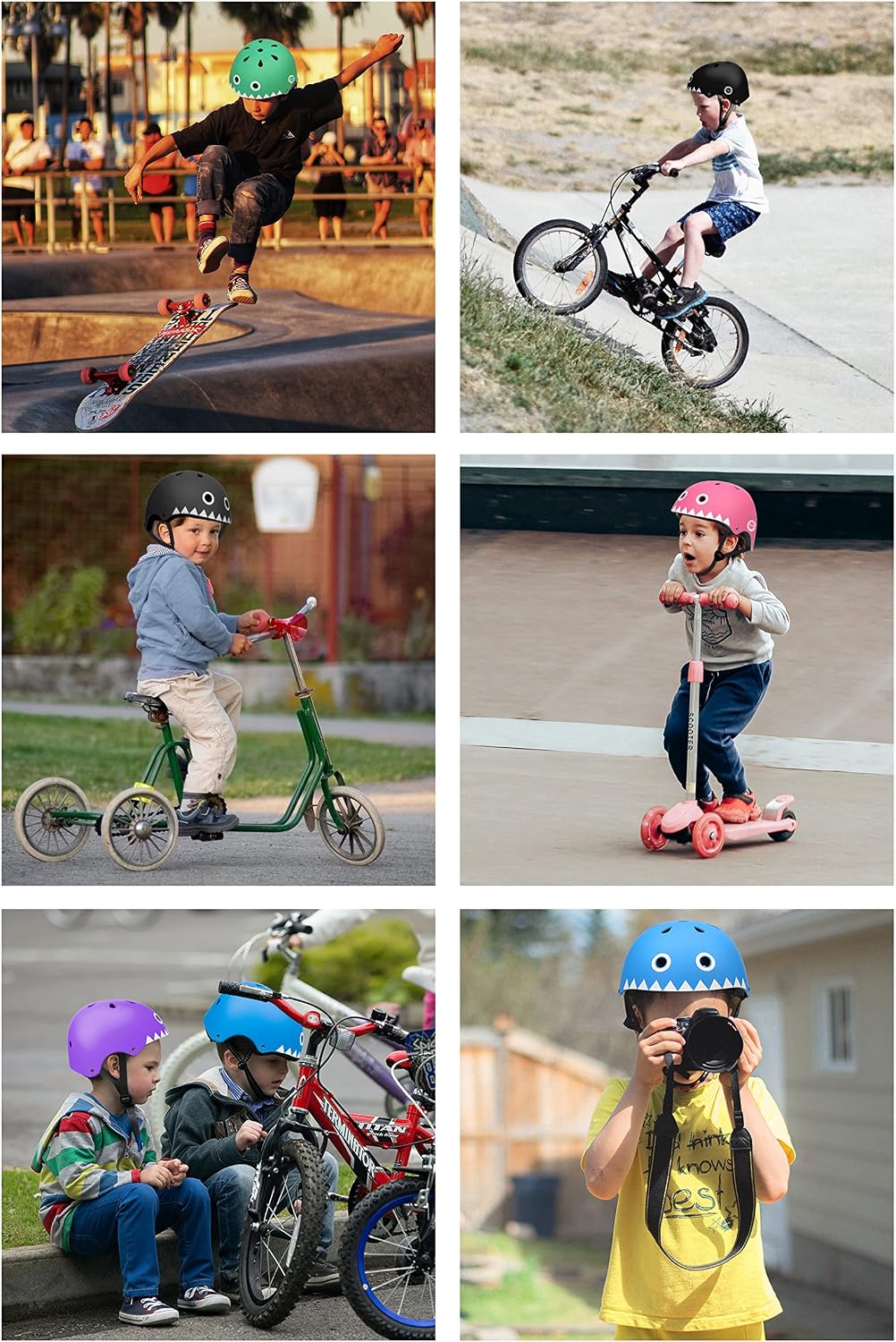 XJD Kids Bike Helmet Set for 3-5-8-14 Years, Knee Elbow Pads Wrist Guards