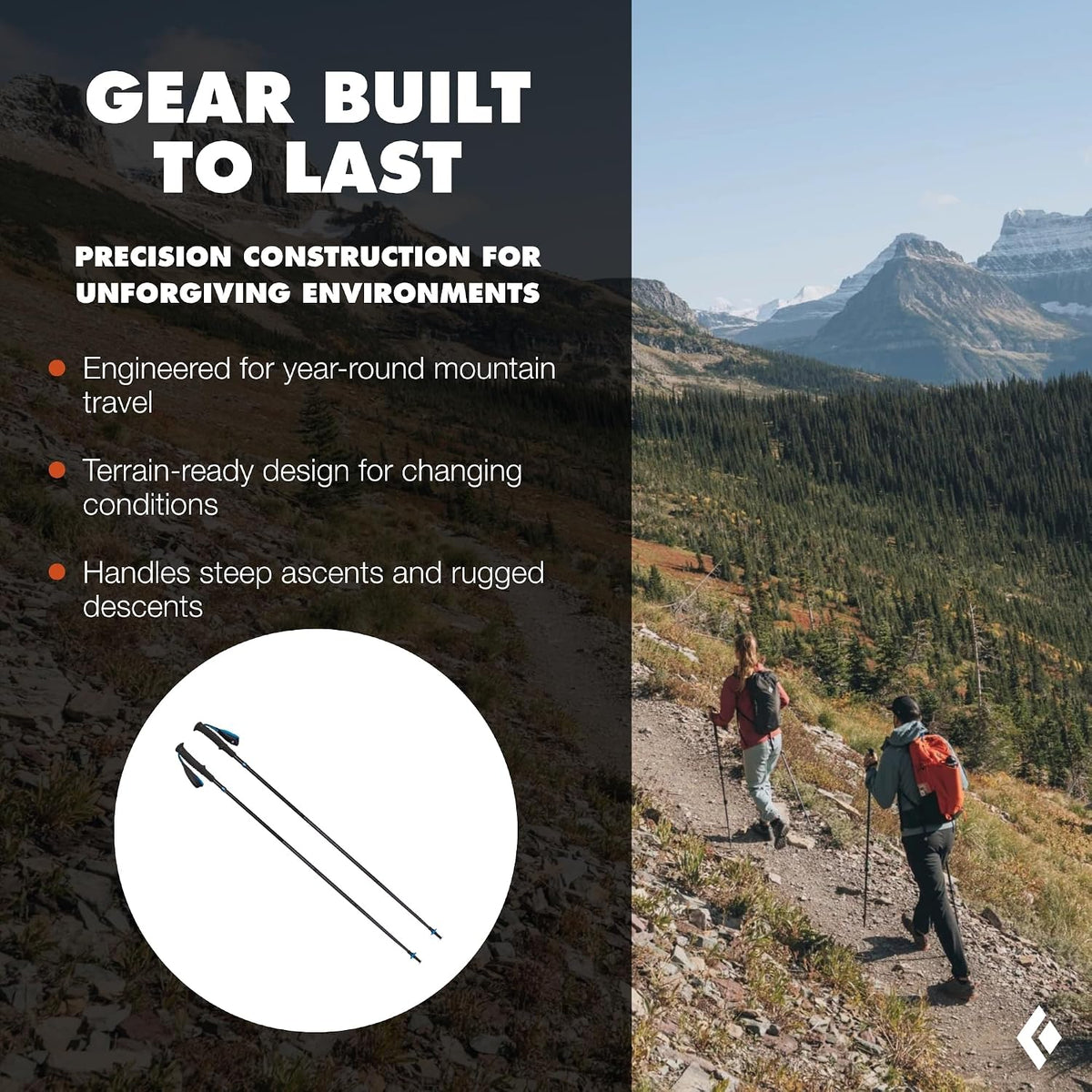 BLACK DIAMOND Distance Z Trekking Poles (Pair), Foldable Z-Pole, Hiking