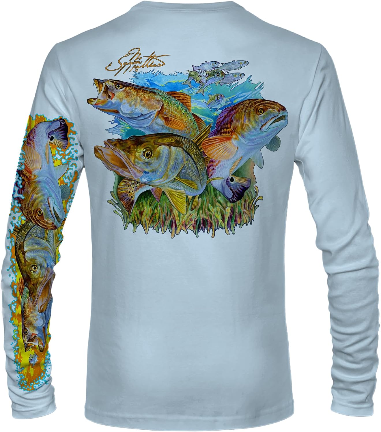 Men’s “Inshore Slam” Comfortable Fishing Shirt-UPF 50+ Interlocking Fabric, Quick-Dry, Ideal for Anglers (JM010)