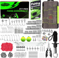 411-Piece Fishing Gear Accessories Kit, [2025 NEW] Tackle Box with Pliers, Fish Lip Grips,Tackle Storage Trays, Hooks, Weights, Jig Heads, Swivels, 21 Pre-Made Rigs – Fishing Gear for Lures Fishing