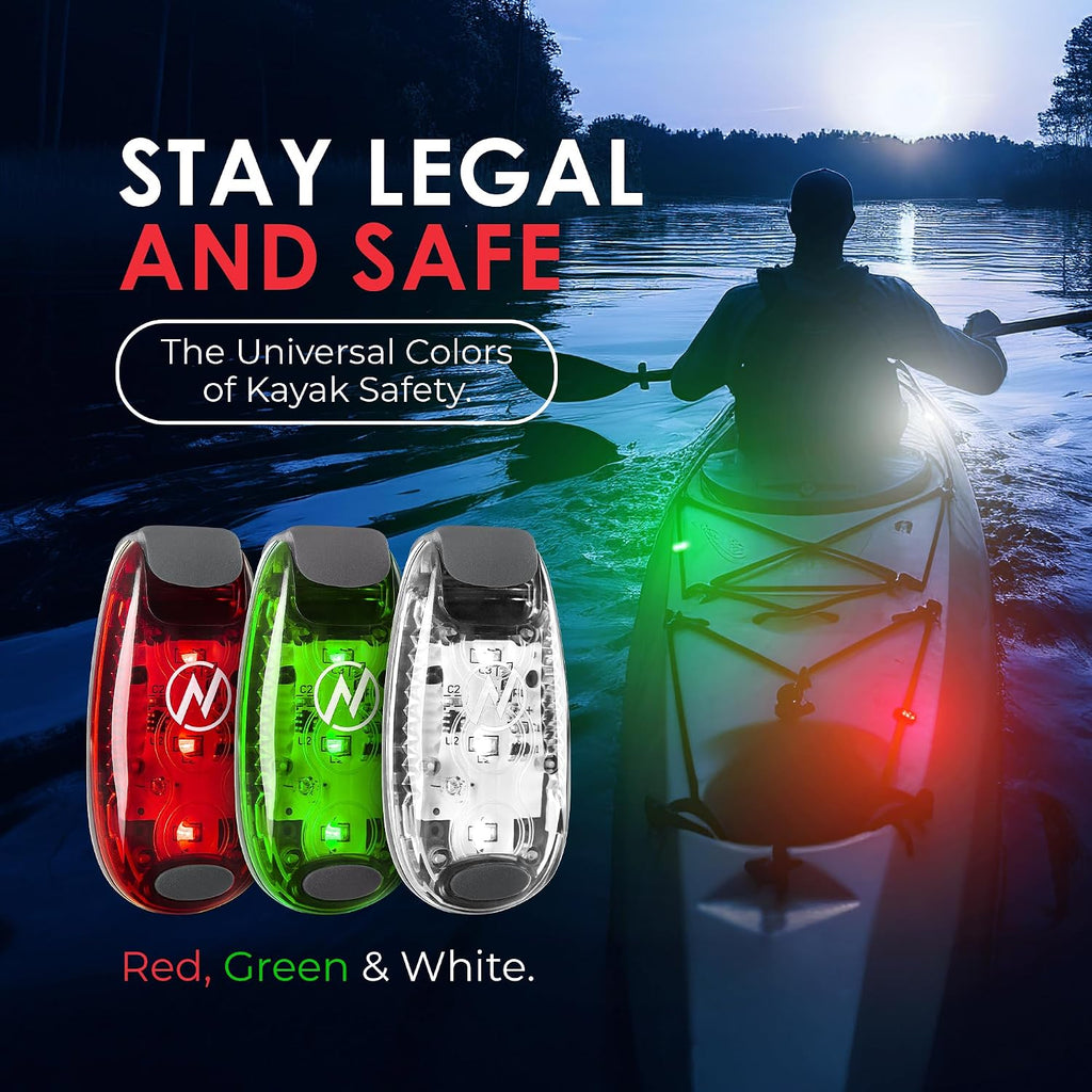 KayaLuma LED Kayak Lights 3 Pack, Clip On Marine Navigation Lights for Boat