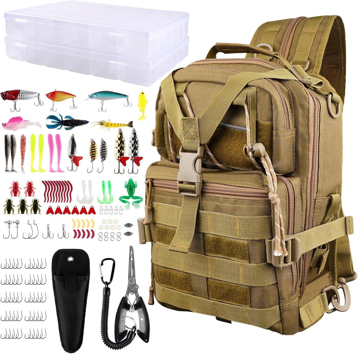 139PCS Tackle Box Backpack,Fishing Backpack with Accessories