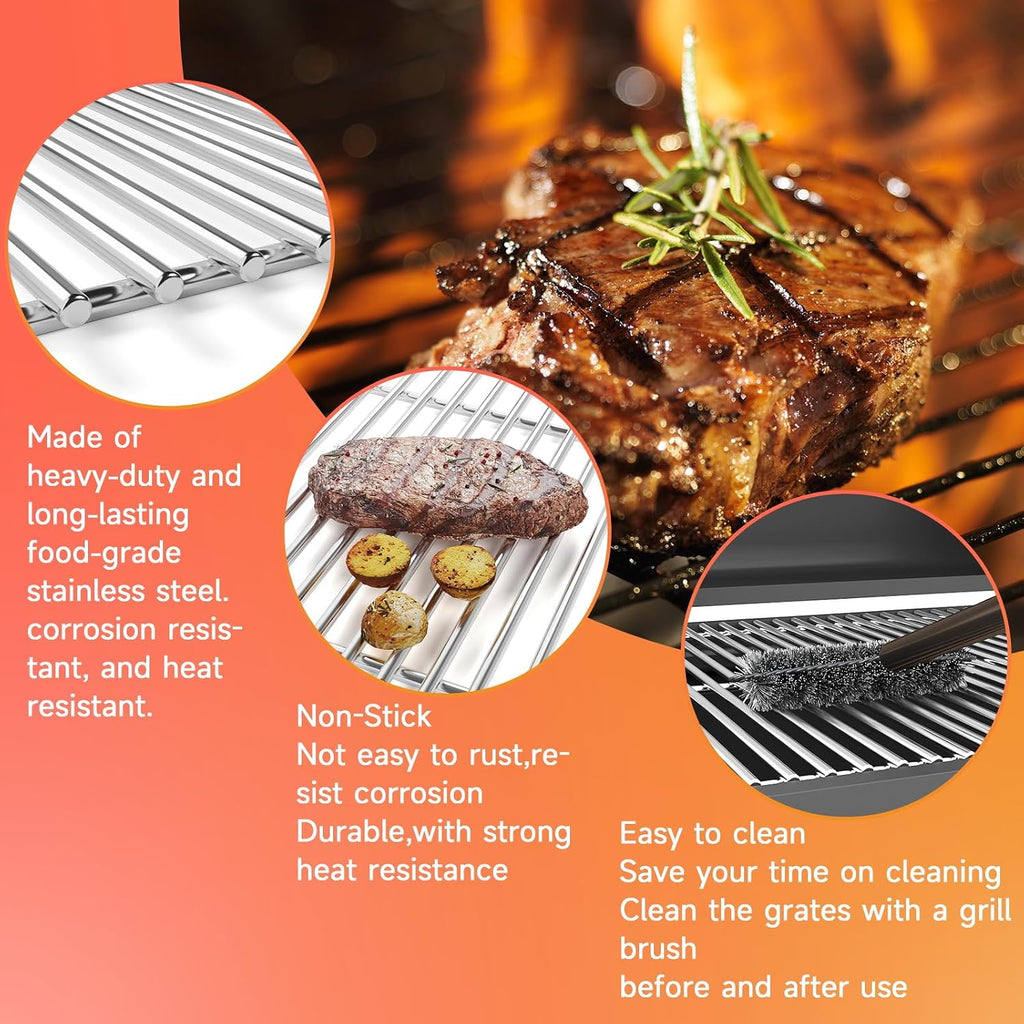 2pcs Stainless Steel Grill Grates for Weber, 18.75" x 26.5''