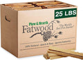 Plow & Hearth 25 LBS Fatwood Fire Starter Sticks Organic Kindling, Easy Ignition Fat Wood, All Natural Firestarters for Fire Pit, Wood Stoves, Fireplaces, Campfires, Bonfires, BBQ