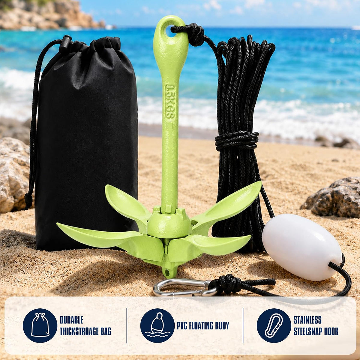 Kayak Anchor Boat Anchor for Kayaks, Canoes, SUP Paddle Boards & Jet Skis, Folding Anchor with 40ft Anchor Tow Rope and Carrying Bag