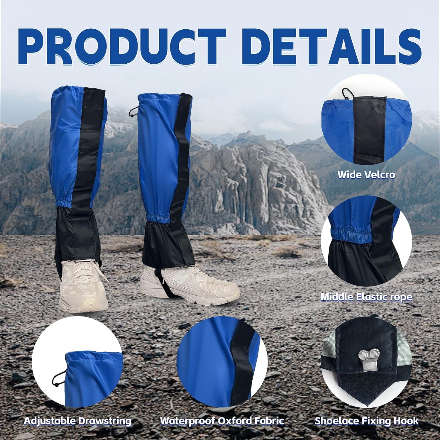 Gators for Hiking Boots,Adjustable Leg Gaiters for Women and Men Boots, Waterproof and Breathable Trail Gaiters for Hiking, Snow and Garden Weeding