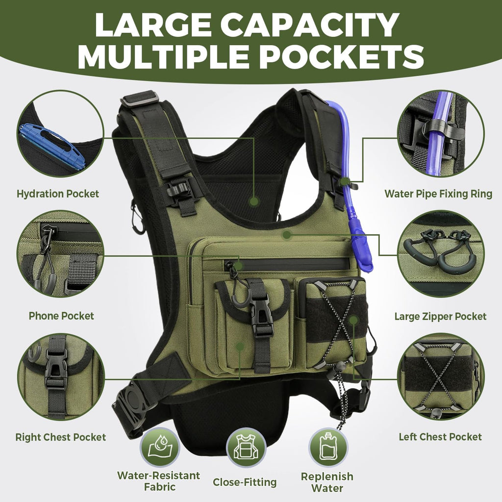 Criuage USA Patent Running Hydration Vest Backpack, Lightweight Chest Pack with 2.0L Water Bladder Bag Daypack for Hiking Running Cycling Race Marathon for Women Men