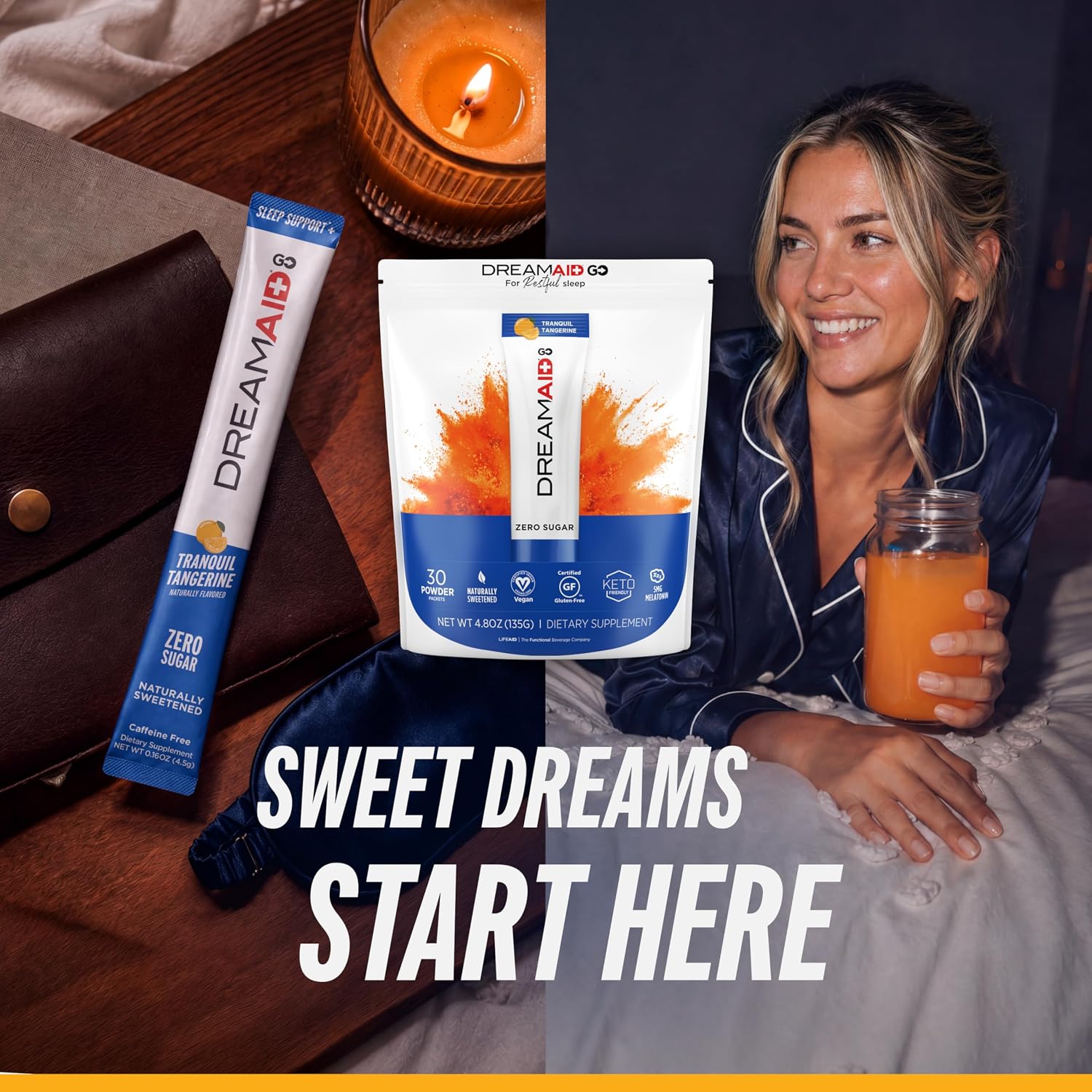 LIFEAID DREAMAID Sleep Aid Drink Mix with Melatonin (30 Packets)