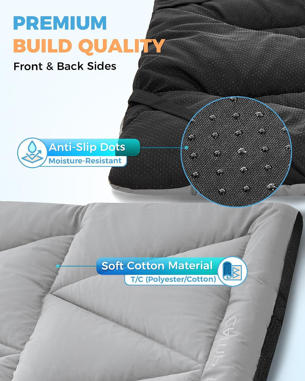 KingCamp Cot Mattress, Soft Non Slip Cot Pad for Camp Cot