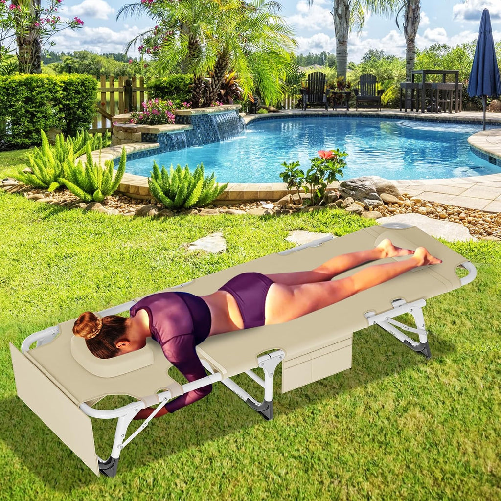 LILYPELLE Portable Folding Camping Cot with Mattress and Pillow for Adults