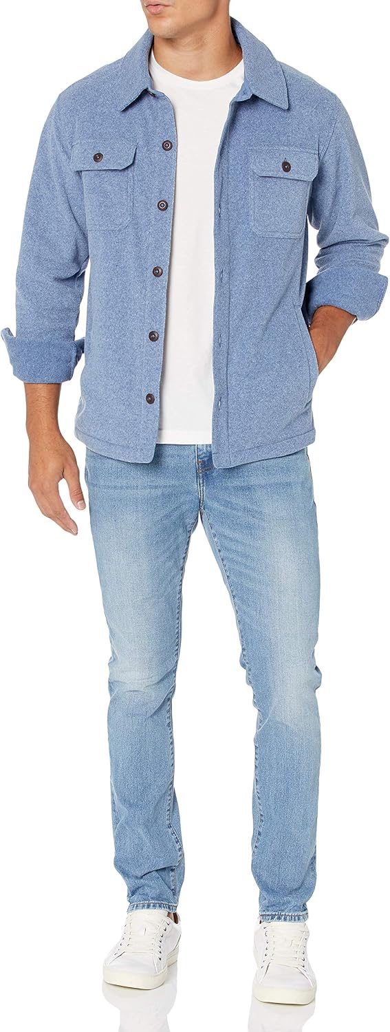 Amazon Essentials Men's Long-Sleeve Polar Fleece Shirt Jacket for Winter, Jackets