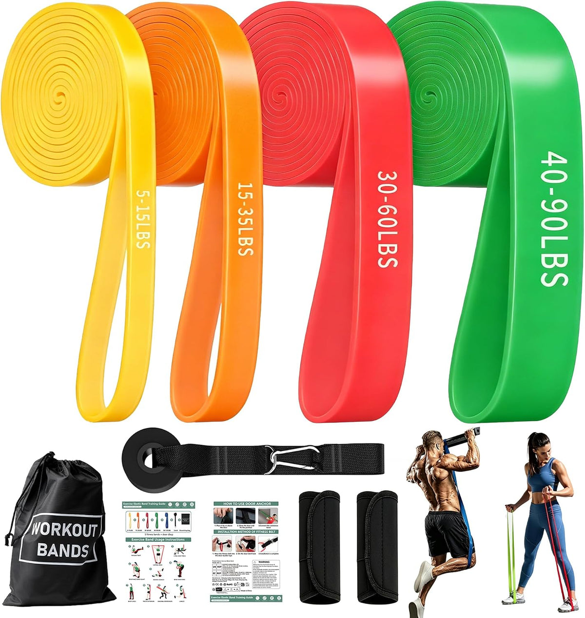 Exercise Bands, Resistance Bands for Working Out, Workout Bands, Pull up Assist Bands, Stretch Bands for Exercise at Home/Gym -Afu