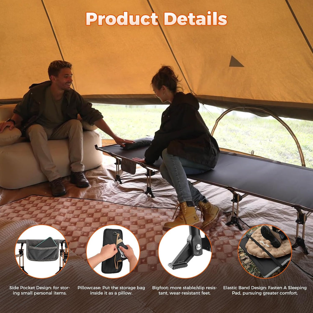 KingCamp 551Lbs Camping Cot for Adults, 78.7" Lightweight Camping Bed