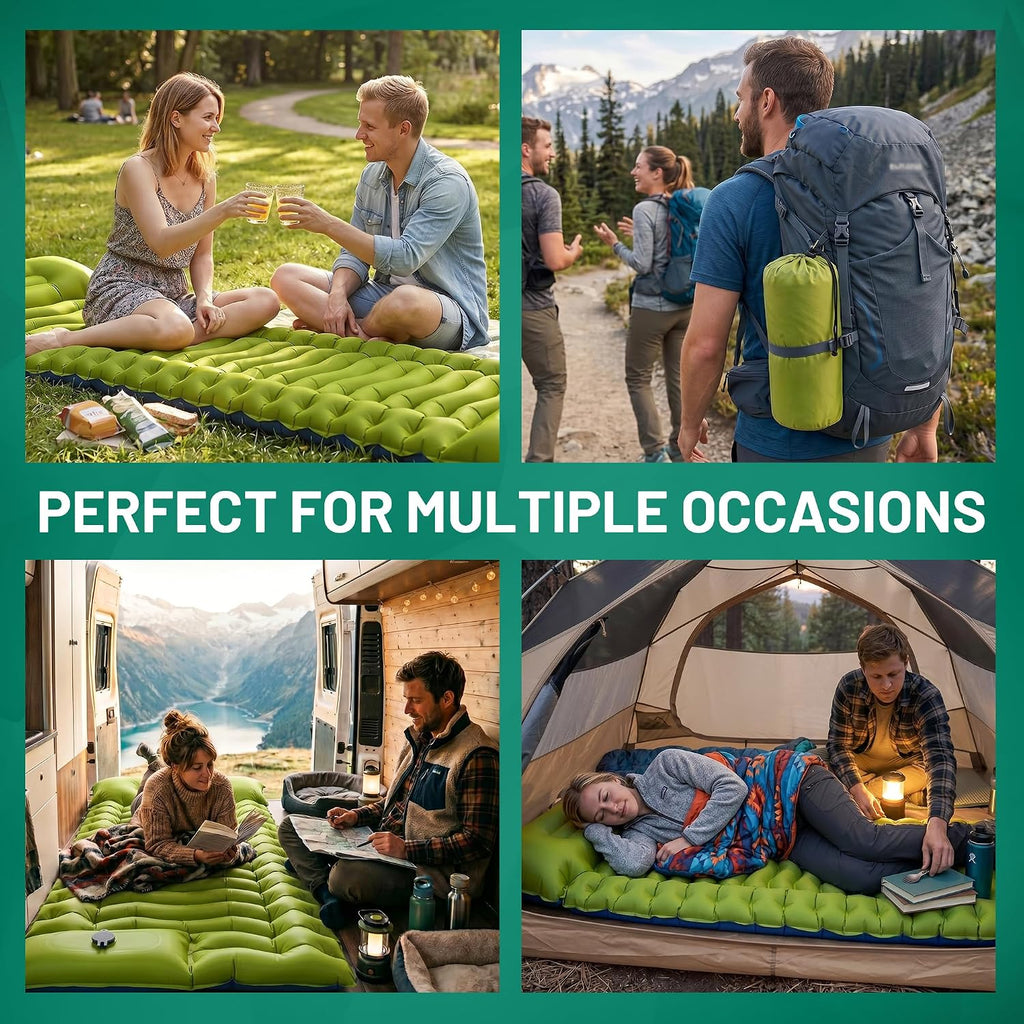 Overmont Ultralight Camping Sleeping Pad with Pillow, Built-in Foot Pump