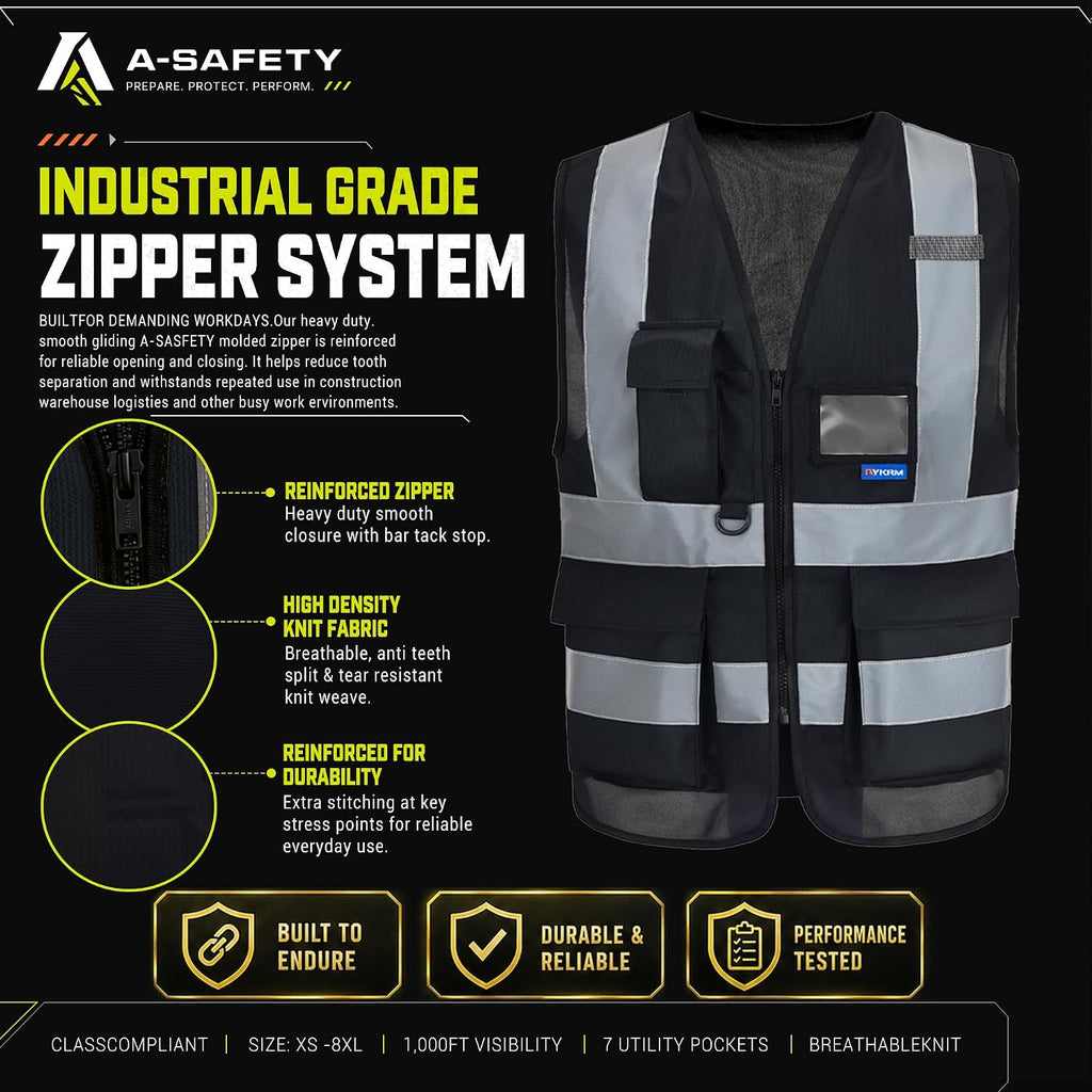 A-SAFETY High Visibility Reflective Safety Vest Customize Logo (XS-8XL)